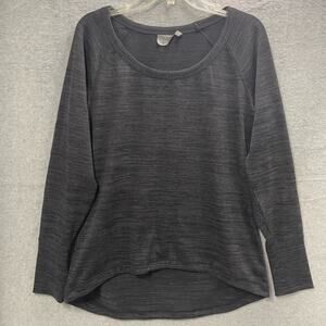 Athleta Charcoal No Sweatin It Sharkbite Sweater Top Size MT
